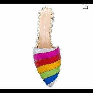 Charlotte Olympia Technicolor Slides Mules sz 37.5